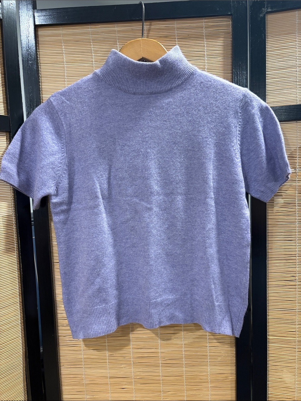 Short Lavender Mock Neck Knit Top - Women